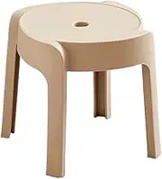 Small Round Stool, Multiple Colored Plastic Thickened Stackable Footstool for Living Room Bathroom Bedroom(Beige)