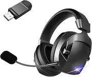 Gaming Headset, Tri-Mode Wired BT 2.4G Connection, Lights, Noise-Cancelling Microphone, Breathable Sponge, 50mm Driver, Lightweight Ergonomic Design, 36H Long Battery Life, Compatible