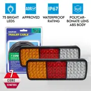 Elinz 2x LED Tail Lights Stop Reverse Turn Indicator 12V Caravan Truck 10M Narva 7 Core Trailer Cable