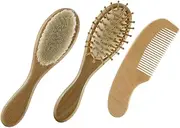 HAMPPLIES 1 Set Hair Brush for Newborns Wool Brush Wooden Comb Gentle Scalp Massage for Shower Present Comfortable Hair Care Supplies