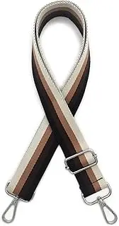 [Zalaxt] Wide Shoulder Strap, Replacement Belt Wide Canvas Strap Adjustable Stripe for Crossbody Bag Purse, Silver Buckle-2
