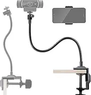 Tencro [Two-way Webcam Stand Phone Holder 27" Adjustable Gooseneck Desktop Camera Desk Guard Clamp Mount for All Cellphones, Logitech Webcam C925e C922 C930e C930 C920 C615, Etc. (1/4" Threaded)