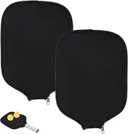 KINBOM 2pcs Pickleball Paddle Covers, Universal 8.6 x 12.2 inch Neoprene Paddle Cover Pickleball Racket Sleeve Paddle Storage Bag for Most USAPA Standard and Elongated Pickball Paddles (Black)