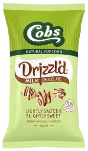 2 x Cobs Drizzl'd Milk Chocolate Lightly Salted Slightly Sweet Popcorn 110g