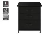 Ovela 3 Drawer Nightstand Bedside Table (Wood Grain Black)