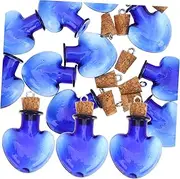 MAGICLULU 10pcs Mini Blue Glass Bottles Jars with Cork Stoppers Decor Bottles for Diy Crafts