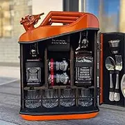 Custom Personalized Christmas Jerry Can Bar Cabinet for Man Dad Husband Unique Gas Can Whiskey Bar Boyfriend Boss, Gasoline Barrel Shaped Mini Portable Bar Set(Orange)