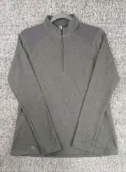 Adidas Pullover Womens L Heathered Quarter Zip Colorblocked Shoulders Gray A464