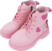 [SEAUR] Lace-Up Boots Children's Comfortable Ankle Boots with Zip Cute Boots Girls Leather Combat Boots Spring Boots