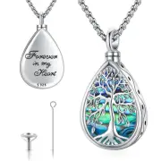 Tree of Life Urn Necklace for Ashes, Heart Crystal Urn Necklace for Women, St...