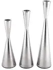 Silver Tone Metal Taper Candle Holders Set Of 3 Candlestick Vintage Style
