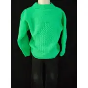 Hand Knit Merino Wool Toddler Sweater Green Baby Pullover Cardigan