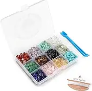 BEADNOVA 5mm-7mm Chips Gemstone Crystal Pieces Irregular Shaped Loose Beads for Jewelry Making Box Set Value Pack