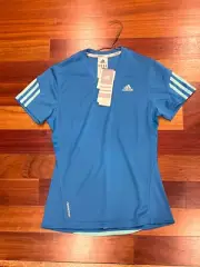 NWT Adidas Womens ClimaCool Blue Formotion Short Sleeve T Shirt Size XS V Neck
