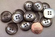 12 Pearlized Smoky Grey Hint of Brown Plastic Buttons 3/4" 19mm # 7138