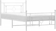 King Single Metal Bed Frame with Footboard - White 107x203 cm, Sturdy & Durable Cot for Toddlers & Kids, Space-Saving Design for Small Rooms