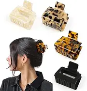 TEBIEKOY Hair Claw Clips for Women 4Pcs 2" Small Claw Clips Tortoise Shell Leopard Hair Clips for Thin Thick Hair Strong Hold Acetate French Clips Nonslip Jaw Clips Hair Accessories