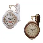 Double Sided Wall Clock Decorative Art Clock Round Battery Operated Quiet