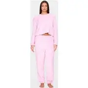 Pink Cable Fleece Long Pj Set, Pink