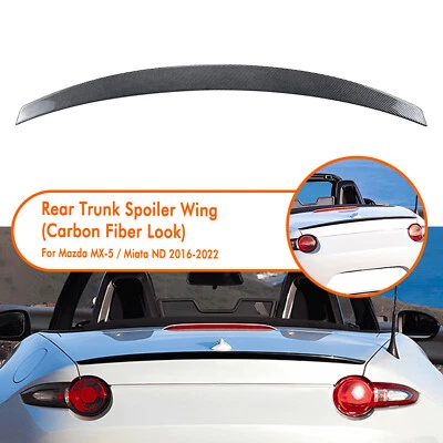 Carbon Fiber Look Rear Trunk Splitter Wing For Mazda MX-5 Miata ND 2016-2025 (for: Mazda)