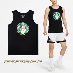 Nike 背心 Jordan Sport DNA 黑 綠 男款 喬丹 純棉 坦克背心 休閒 CZ8296-010 [ACS 跨運動]