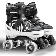 Rainbow Unicorn 4 Size Adjustable Light up Roller Skates for Girls Boys for K...