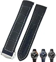 [UMCNVV] 20mm Cowhide Watch Bands for Omega Seamaster 300 Speedmaster DE VILLE Watch Strap for Men Bracelet Point buckle