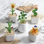 Glass Succulent Cactus Potted Simulation Plant Crystal Crafts Gifts Home Decor