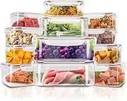 [Utopia Kitchen] Plastic Food Containers set - Pack of 24 (12 Containers & 12 Snap Lids) Food Storage Containers with Airtight Lids - Reusable & Leftover Lunch Boxes - Leak Proof, Freezer & Microwave Safe