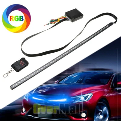 For Under Hood Behind Grille 22" 7-Color RGB LED Knight Rider Remote Strip Light
