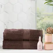 Renee Taylor Stella 650 GSM Bamboo Cotton 2 Pack Bath Sheet Cocoa