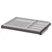 KOMPLEMENT pull-out tray with insert, dark grey/light grey, 75x58 cm