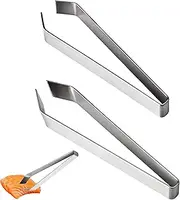 2 Pieces Fish Bone Tweezers Set YUTOU 4.7 inches Stainless Steel Flat and Slant Tweezers Pliers Remover Tool for Pulling Pin Bones from Salmon Fish Fillet Cooking Deboning Seafood Kitchen Accessories