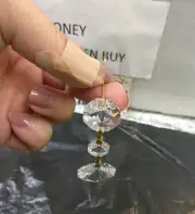 3 Crystal Glass Strand, Octagon Beads Chandelier Prism 3 SIZES GOLD CLIPS