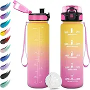Children's Water Bottle, 500 ml, Motivation Bottle, Leak-Proof and Reusable, Water Bottle with Time Marker and Filter, Children's Bottle, Sports, Outdoor Sports, Yoga, Office, Gym, School