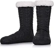 [SDBING] Mens Super Soft Warm Cozy Fuzzy Fleece-lined Winter With Grips Slipper socks