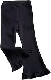 [LNICEAR] Toddler Baby Girl Ruffle Leggings Bell Bottoms Stretch Solid Color Ribbed Flare Pants