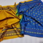 Tuscan Yellow Pure Tussar Silk Embroidered Saree