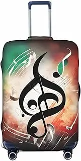 [CADREWY] Music Notes Print Travel Suitcase Cover Luggage Protector with Elastic Anti Scratch for Carry On, Black, Small