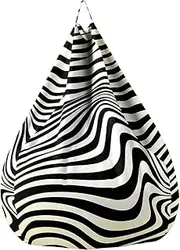 Morbuy Bean Bag Cover, 3D Zebra Stripes Print Sofa Cover Lazy Lounger Bean Bag No Filler Detachable Washable Puff Sofa Lounge Recliner Sac for Indoor Outdoor (90x110cm,Black White)