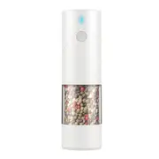 Electric Salt and Pepper Grinder with Warm LED Light, Adjustable Coarseness Large Capacity Automatic Salt Pepper Mill Grinder for Kitchen, White