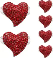Christmas Napkin Rings Set of 6,Metal Heart-Shaped Napkin Rings for Banquet, Bir