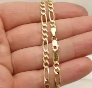 10" Solid Figaro Link Ankle Bracelet Anklet Real 10K Yellow Gold 5.3gr 4.3mm