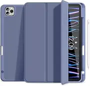 Gahwa iPad Pro 11 Inch Case 2022/2021/2020/2018(4th/3rd/2nd/1st Gen) with Pencil Holder, Smart iPad Case Cover[Support Touch ID,Auto Wake/Sleep] with Auto 2nd Gen Pencil Charging (Lavender Purple)