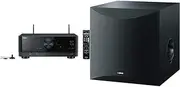 Yamaha RX-V4A 5.2-Channel AV Receiver with Wi-Fi, Bluetooth, MusicCast and Alexa Compatibility, Black & NS-SW100 Subwoofer Speaker with 100W Output Power and Twisted Flare Port, Black