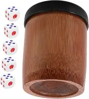 Bamboo Dice Holder Set with 5 Dice Bar Cup for Ktv Entertainment Solid Sturdy Material for Social Gatherings