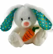 White Bunny Plush Nibbles The Bunny Polka Dot Ears Carrot American Greetings NEW