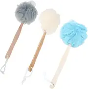 3pcs Bath Exfoliating Brush Exfoliating Face Brush Exfoliation Brush Shower Brush Sponges Powder Puffs Body Wash Puff Cup Balls Shower Body Para Long Handle Scrubber Bamboo