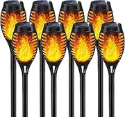 Solar Lights Outdoor, Solar Garden Lights with Flickering Flame for Garden Decorations, Solar Torch Light, Waterproof Solar Powered Outdoor Lights, Flame Torches for Outside Patio Pathway Yard(8 Pack)