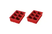 2x Tovolo Silicone King Cube Ice Tray Cubes Mould Kitchen Barware Apple Red